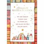 Weihnachtskarte Gesegnete Weihnachten Krippe, Green...