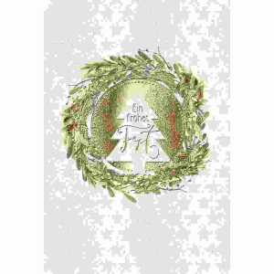 Weihnachtskarte Ein frohes Fest Kranz, Green Christmas,