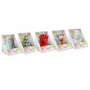 Dekokerze Snowy Sprinkled Figure 5fach sortiert, Brenndauer: 4h, 55g