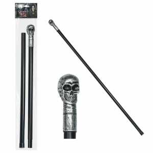 Totenkopfstab 105cm zerlegbar schwarz/silber, aus Kunststoff