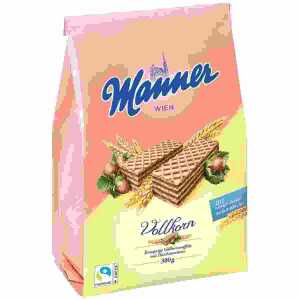 Manner Vollkorn Schnitten 300g, Vollkorn Waffeln mit Haselnusscreme,
