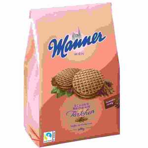 Manner Schoko Brownie Törtchen 400g, Knusprig gebackene Kakao-Waffeln