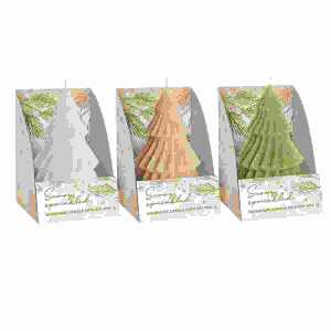 Dekokerze Snowy Sprinkled Tree 3fach sortiert, 145g BARTEK