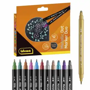 Idena Metallic Dot Marker DUO 12 Farben Fasermalerspitze u Punktspitze