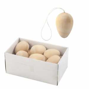 Ei 40x30mm 15er mit Aufhängeschnur, aus Holz,, Creativ Company