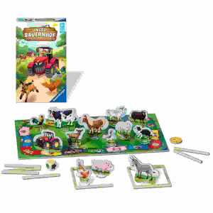 Brettspiel Unser Bauernhof, 1x Spielplan, 13x Tiere, 1x Traktor,
