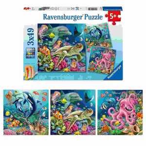 Puzzle Bezaubernde Unterwasserwelt, 3x 49 Teile, mit Mini-Poster