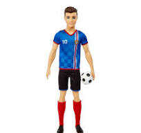 Barbie Fußballspieler Ken brünette im blauen Trikot MATTEL GMBH