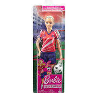Barbie Fußballspielerin blond im roten Trikot MATTEL GMBH