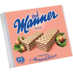 Manner Original Neapolitaner 12x 75g, Knusprige Waffeln Haselnusscreme