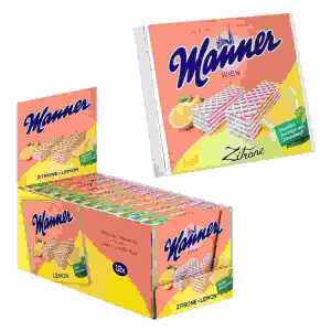 Manner Zitronen Schnitten 12x 75g, Knusprige Waffeln mit Zitronencreme