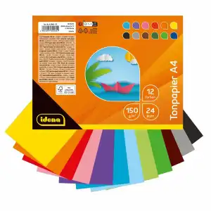 Idena Tonpapier A4 130g 2x 12 Farben FSC-Mix IDENA