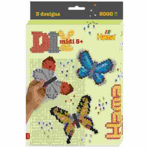 Bügelperlen Starter-Set Schmetterlinge, 2.000 Bügelperlen, Stiftplatte