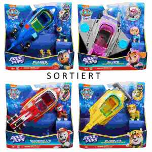 PAW Patrol Aqua Pups Basic Vehicles sortiert, 4fach sortiert,
