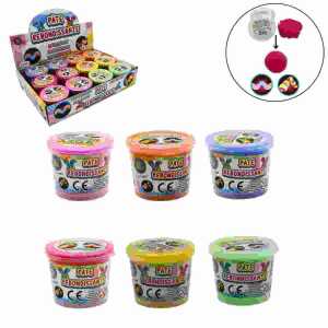 Hüpfknete 40g 6fach sortiert, orange, pink, blau, rot, gelb, grün,