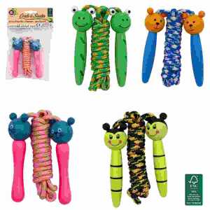 Springseil Holzgriffe Tierkopf 210cm sortiert, 4 Motive