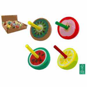 Holzkreisel Früchte D5cm 4fach sortiert, B&G