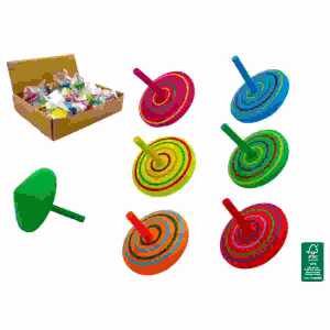 Holzkreisel D4cm mehrfarbig 6fach sortiert, B&G