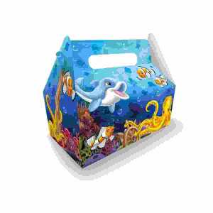 Papier-Lunchbox Meerestiere 23x23x12cm, B&G