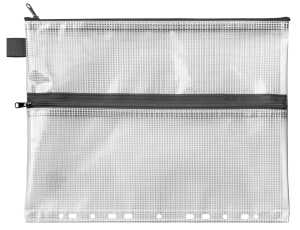 Veloflex 2er Reißverschlusstasche PVC-frei A4 mit Abheftrand transp