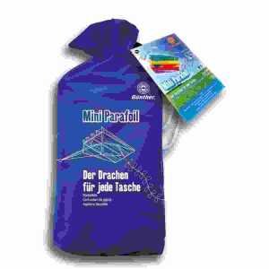 Einleinerdrachen Mini Parafoil 60x51cm Wickelgriff, Schnur und Schwanz