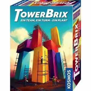 Geschicklichkeitsspiel TowerBrix, Inhalt: 9 Bauklötze, 110 Karten,