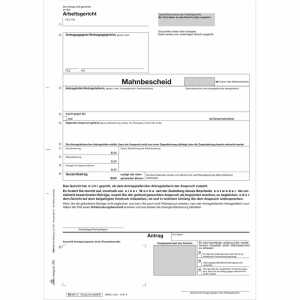 Antrag Mahnbescheid Arbeitsgericht A4 25er, 1x 5 Blatt, selbstdurchs