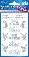 Sticker Outline Frohe  Ostern silber FSC-Mix, 13 Sticker,...