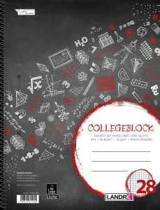 Collegeblock A4 Abriss, 80 Blatt, 70 g/m², 4fach gelocht, kariert
