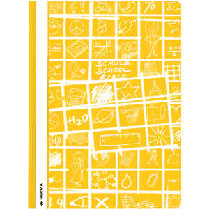 Schnellhefter A4 PP Folie Schoolydoo gelb, Vorderdeckel mit Motiv,