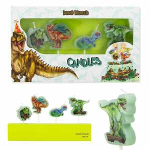 Figurenkerze Dino World 4er, Figur 3 x 4 cm, mit Stil 4,5 cm, Depesche