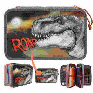 Federtasche Dino World ROAR 3-Fach, gefüllt