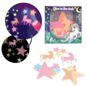Ylvi Sticker Glow In The Dark, zwei große Sterne 2 Einhörner, 8 Sterne