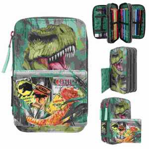 Federtasche Dino World DANGER 3-Fach, gefüllt