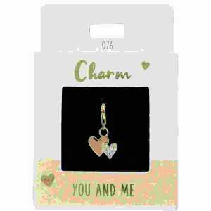 Charms Express 2 Herzen gold, Nr.76 für Halsketten und Armbänder