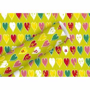 Geschenkpapier 2mx70cm Heart Birthday lime, Braun & Company