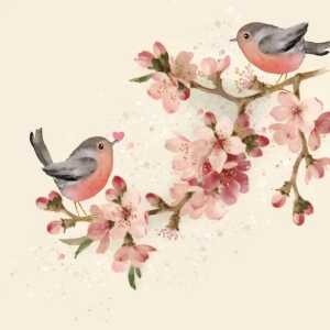Servietten 33x33cm Cherry Blossom Love, Atelier 20er, 3lagig,