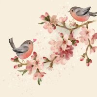 Servietten 33x33cm  Cherry Blossom Love, Atelier 20er,...