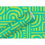 Geschenkpapier 2mx70cm kraft Labyrinth türkis, By...