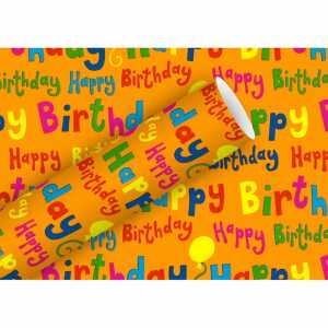 Geschenkpapier 2mx70cm Pop Birthday tangerine, Braun & Company