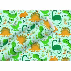 Geschenkpapier 2mx70cm Funny Dinos softmint, Braun & Company