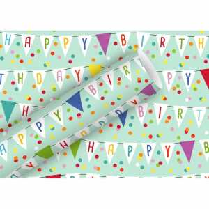 Geschenkpapier 2mx70cm Wimpel softblau, Braun & Company