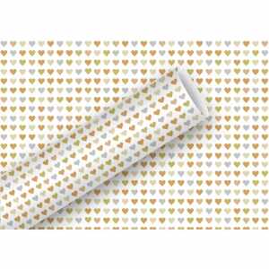 Geschenkpapier 70cmx1,5m Heart to Heart gold Alu, Braun & Company
