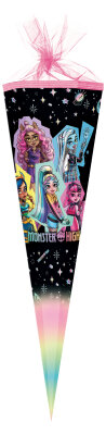 Nestler Schultüte 85cm 6-eckig Tüllverschluss mit Textilborte Mattel "Monster High - Best Boos Forever"