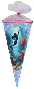 Nestler Schultüte Tüllv. 22 cm rund Meerjungfrau