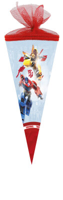 Nestler Schultüte 22cm rund Tüllverschluss mit Textilborte Hasbro "Transformers - Roll Out"