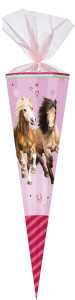 Nestler Schultüte Organza 85 cm 12-eck Strass Pferdefr3 Copp