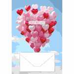 Geldscheinkarte Luftballons Herzen
