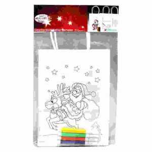 Ausmal-Geschenktüte mit 4 Stiften 15x21cm