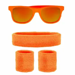 Set 80er Jahre Neon Zubehör orange 2teilig